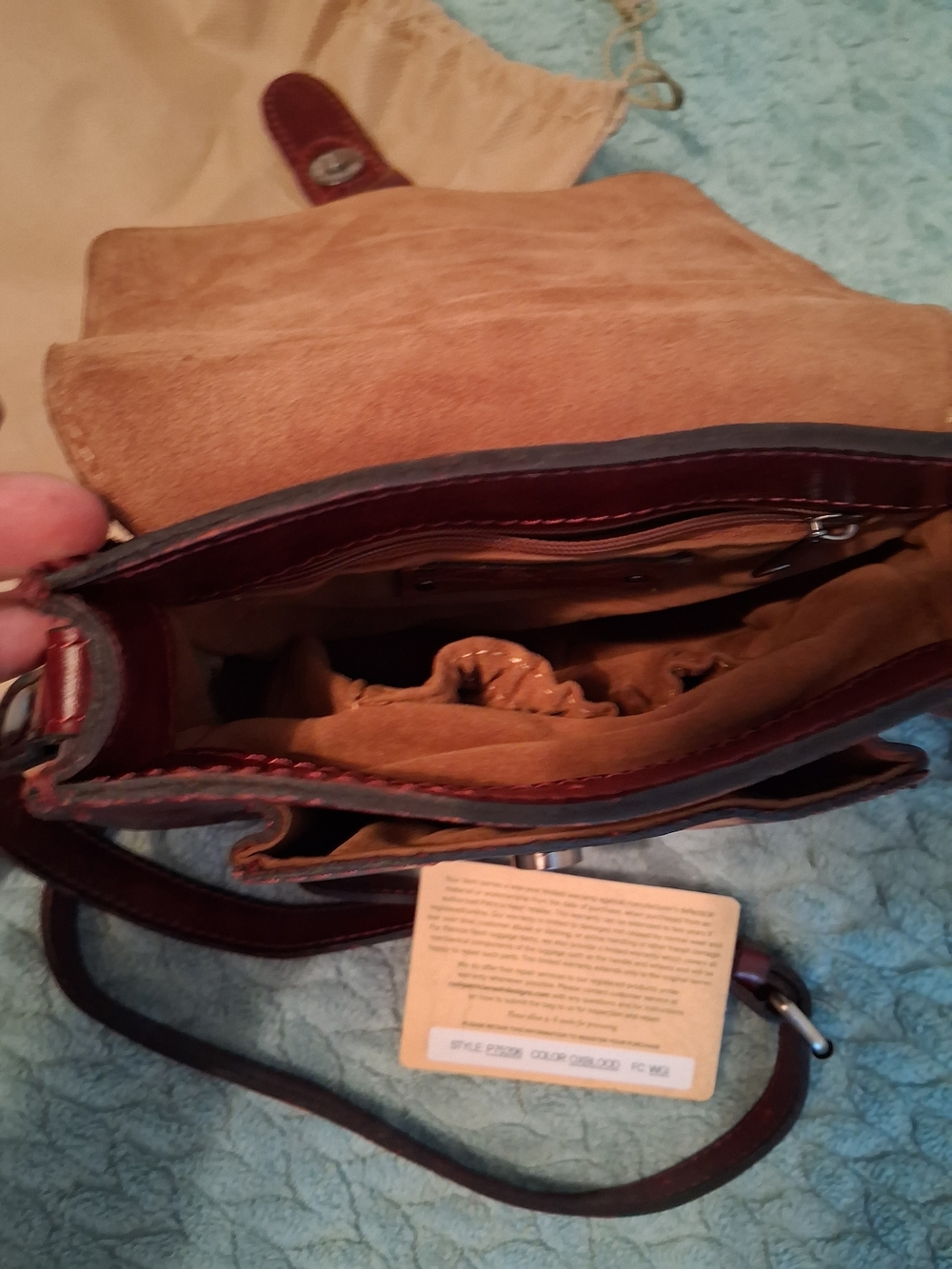 Patricia Nash Burgundy Leather Buckle Crossbody - Picture 3 of 4